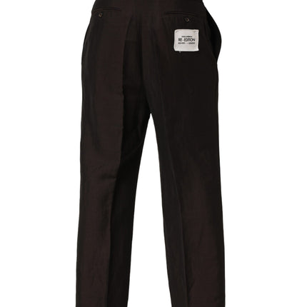 Dolce & Gabbana Brown Linen Straight Men Dress Trouser Pants