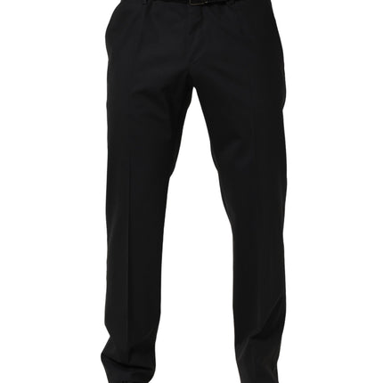 Dolce & Gabbana Black Wool Tapered Leg Dress Trouser Pants