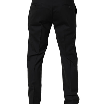 Dolce & Gabbana Black Wool Tapered Leg Dress Trouser Pants