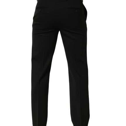 Dolce & Gabbana Black Wool Tapered Men Dress Trouser Pants