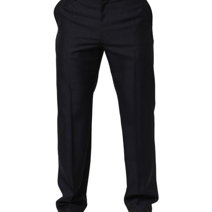 Dolce & Gabbana Black Wool Tapered Leg Dress Trouser Pants