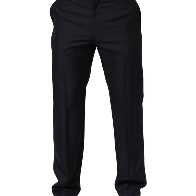 Dolce & Gabbana Black Wool Tapered Leg Dress Trouser Pants