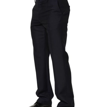 Dolce & Gabbana Black Wool Tapered Leg Dress Trouser Pants