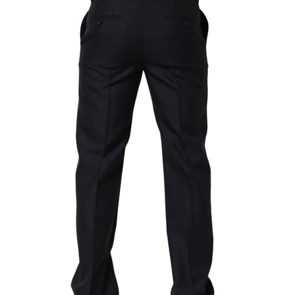Dolce & Gabbana Black Wool Tapered Leg Dress Trouser Pants