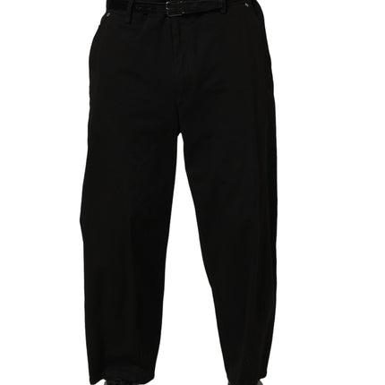 Dolce & Gabbana Black Mid Waist Straight Men Trouser Pants