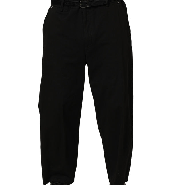 Dolce & Gabbana Black Mid Waist Straight Men Trouser Pants