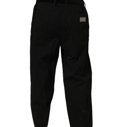 Dolce & Gabbana Black Mid Waist Straight Men Trouser Pants