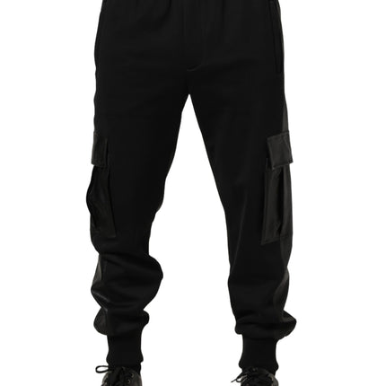 Dolce & Gabbana Black Mid Waist Cargo Jogger Sweatpants Pants