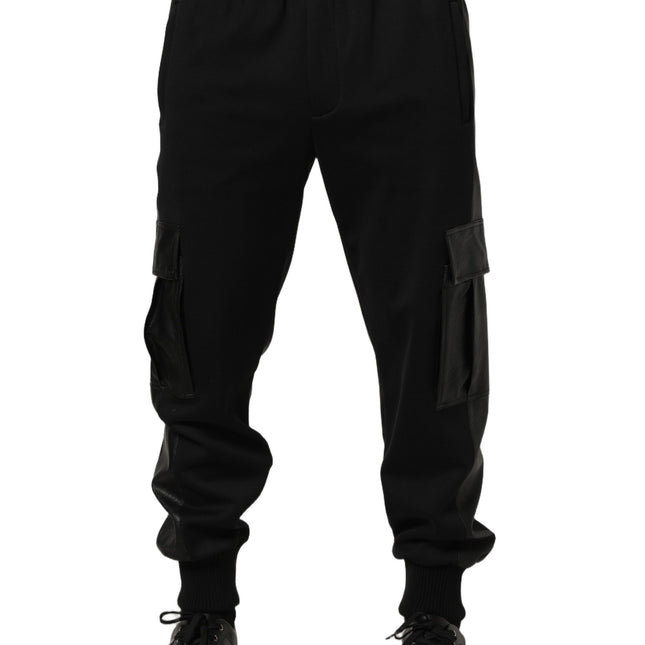 Dolce & Gabbana Black Mid Waist Cargo Jogger Sweatpants Pants