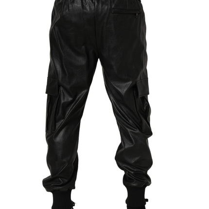 Dolce & Gabbana Black Mid Waist Cargo Jogger Sweatpants Pants