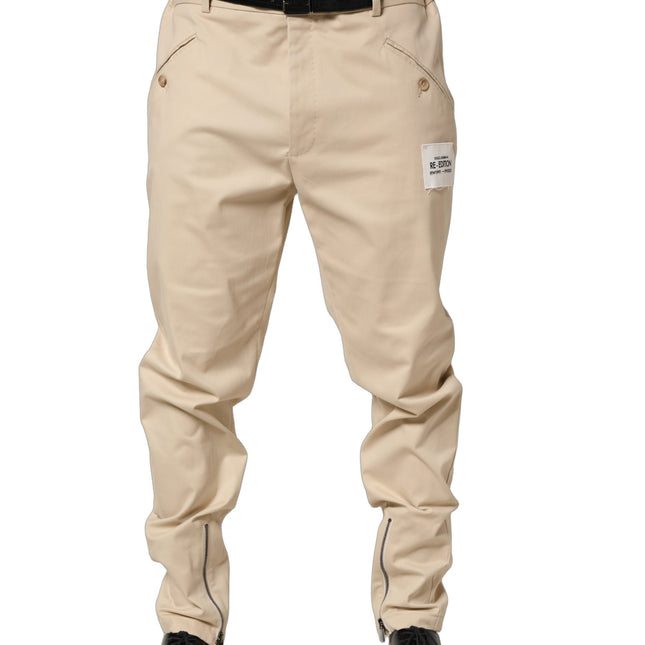 Dolce & Gabbana Beige Re-Editon Mid Waist Tapered Men Pants