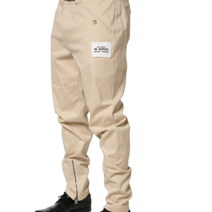 Dolce & Gabbana Beige Re-Editon Mid Waist Tapered Men Pants