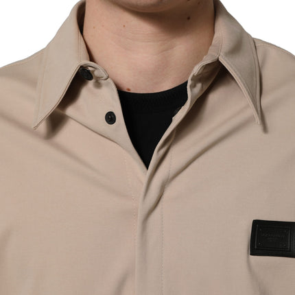 Dolce & Gabbana Beige Logo Overshirt Cotton Men Casual Shirt