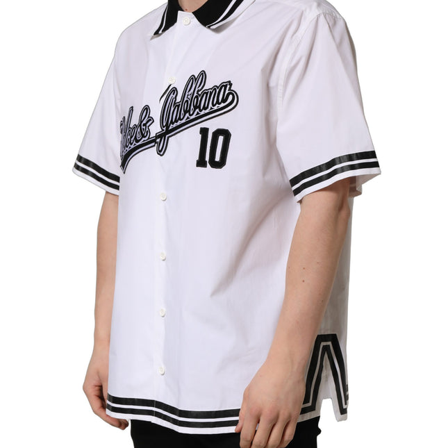 Dolce & Gabbana White LogoPatch Cotton Baseball Casual Shirt