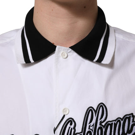 Dolce & Gabbana White LogoPatch Cotton Baseball Casual Shirt