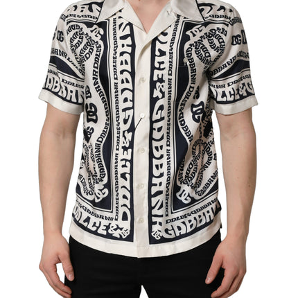 Dolce & Gabbana Black White Logo Bandana Short Sleeves Shirt