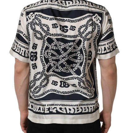 Dolce & Gabbana Black White Logo Bandana Short Sleeves Shirt