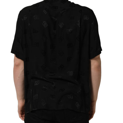 Dolce & Gabbana Black Logo Monogram Short Sleeves Men Shirt