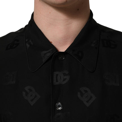 Dolce & Gabbana Black Logo Monogram Short Sleeves Men Shirt