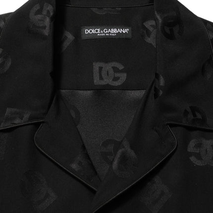 Dolce & Gabbana Black Logo Monogram Short Sleeves Men Shirt