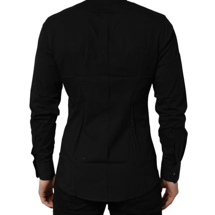 Dolce & Gabbana Black Cotton Stretch GOLD Fit Dress Shirt