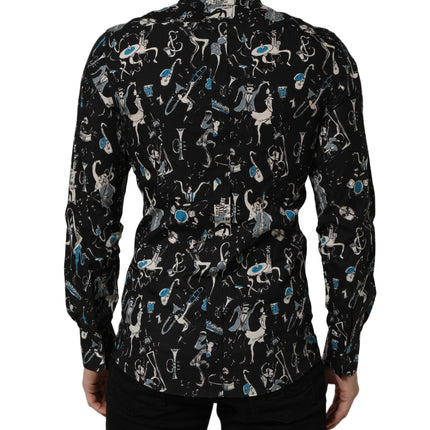 Dolce & Gabbana Black Jazz Club Cotton GOLD Fit Dress Shirt