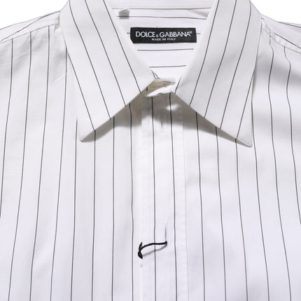 Dolce & Gabbana White Stripes Cotton Men Formal Dress Shirt