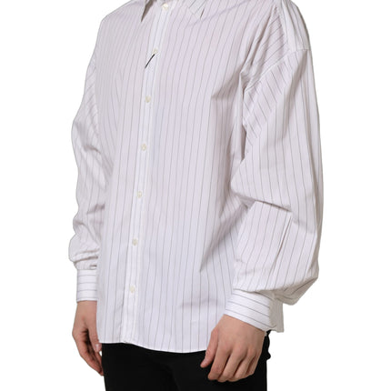 Dolce & Gabbana White Stripes Cotton Men Formal Dress Shirt