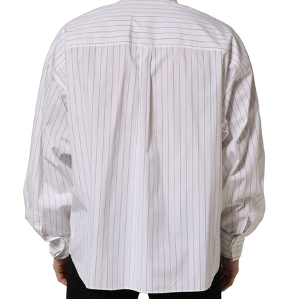 Dolce & Gabbana White Stripes Cotton Men Formal Dress Shirt