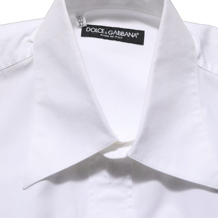 Dolce & Gabbana White Cotton Sleeveless Formal Dress Shirt