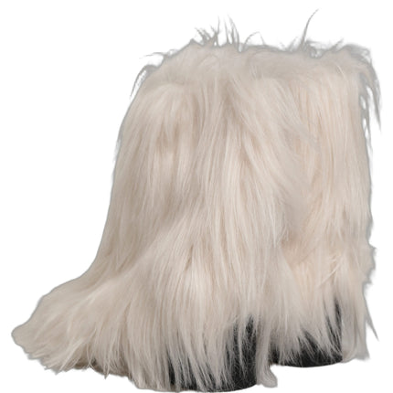 Dolce & Gabbana White Faux Fur Mid Calf Men Boots Shoes