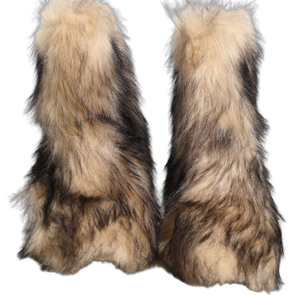 Dolce & Gabbana Brown Faux Fur Mid Calf Men Boots Shoes