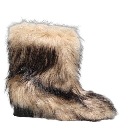 Dolce & Gabbana Brown Faux Fur Mid Calf Men Boots Shoes