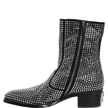 Dolce & Gabbana Black Crystal Embellished Ankle Boots Shoes