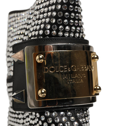 Dolce & Gabbana Black Crystal Embellished Short Boots Shoes