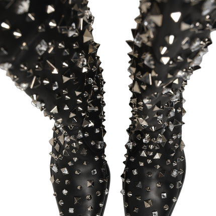 Dolce & Gabbana Black Crystal Embellished High Boots Shoes