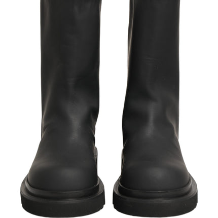 Dolce & Gabbana Black Leather Mid Calf Chunky Men Boots Shoes