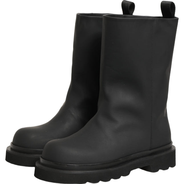 Dolce & Gabbana Black Leather Mid Calf Chunky Men Boots Shoes