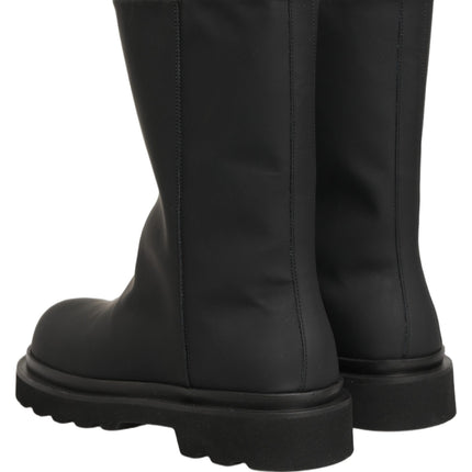 Dolce & Gabbana Black Leather Mid Calf Chunky Men Boots Shoes