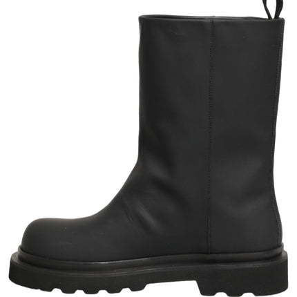 Dolce & Gabbana Black Leather Mid Calf Chunky Men Boots Shoes