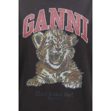 Ganni Black Cotton T-Shirt