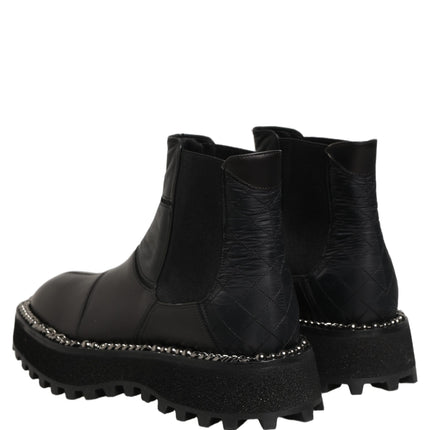 Dolce & Gabbana Black Chelsea Boots Leather Slip On Men Shoes