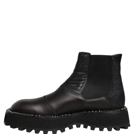 Dolce & Gabbana Black Chelsea Boots Leather Slip On Men Shoes