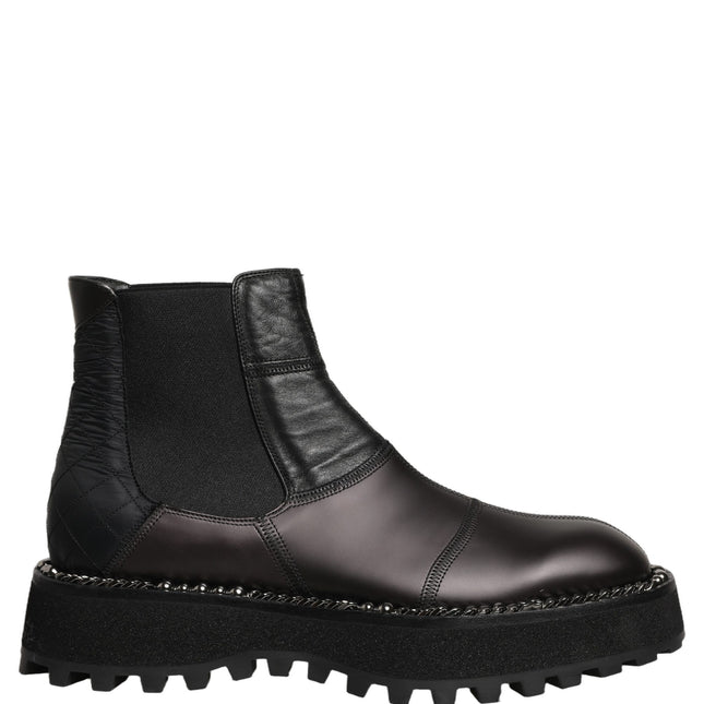 Dolce & Gabbana Black Chelsea Boots Leather Slip On Men Shoes