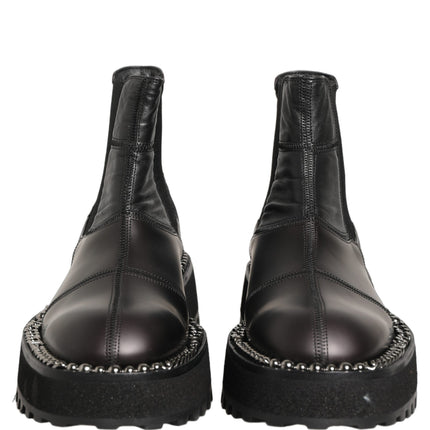 Dolce & Gabbana Black Chelsea Boots Leather Slip On Men Shoes
