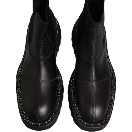 Dolce & Gabbana Black Chelsea Boots Leather Slip On Men Shoes