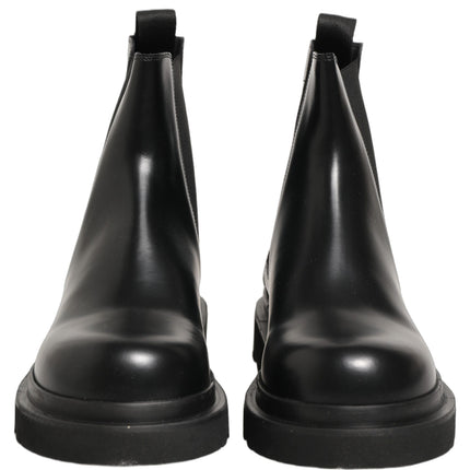 Dolce & Gabbana Black Chelsea Boots Leather Slip On Men Shoes