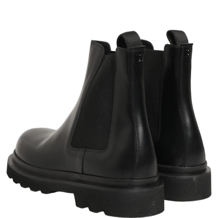 Dolce & Gabbana Black Chelsea Boots Leather Slip On Men Shoes