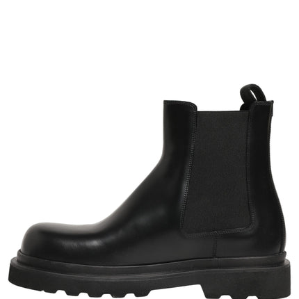 Dolce & Gabbana Black Chelsea Boots Leather Slip On Men Shoes