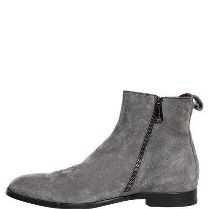 Dolce & Gabbana Gray Suede Leather Chelsea Boots Shoes